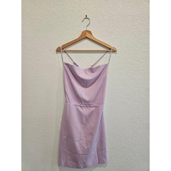 Bardot Women’s Purple Tie Back Mini Dress Cowl Neck sz us 6 small - Picture 1 of 4